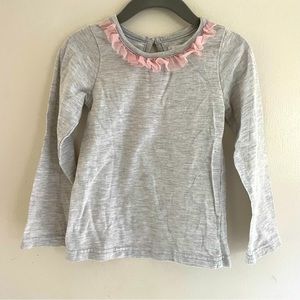 Tahari Grey and Pink Long Sleeve Top